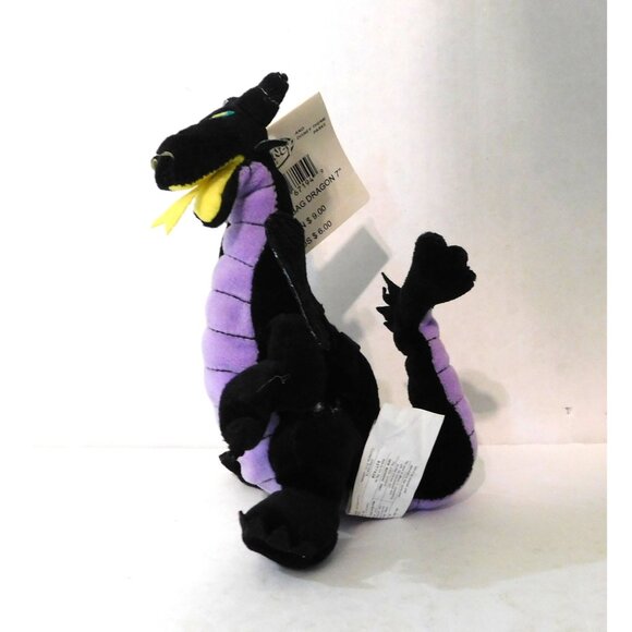 Disney Store Dragon Mini Bean Bag Plush 7" Purple Black Sleeping Beauty - Picture 2 of 6